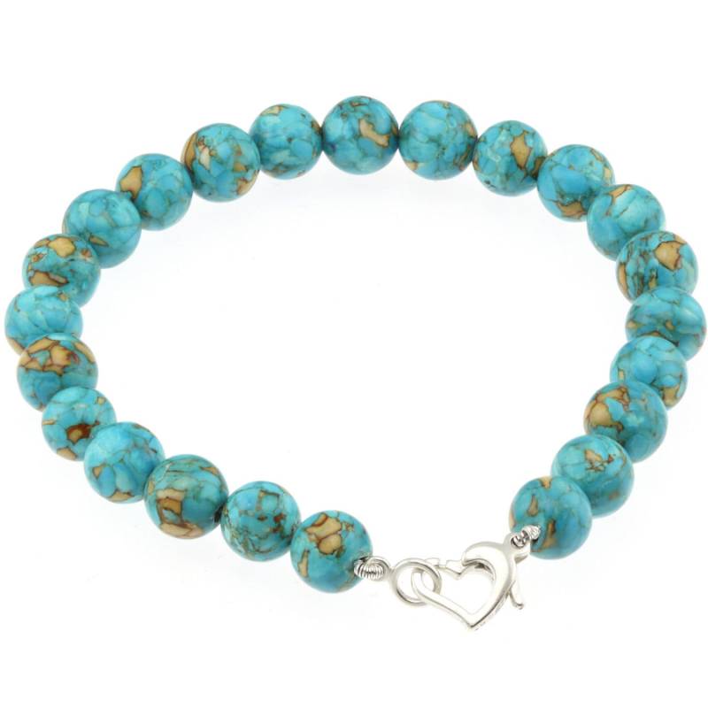 925 Sterling Silber Herz Verschluss Armband/Natürliche 8mm Türkis Perle 6" Bis 9" Lang 925 Sterling Silber Herz Verschluss Armband/Natürliche 8mm Türkis Perle 6" Bis 9" Lang von ymcjewelrycom
