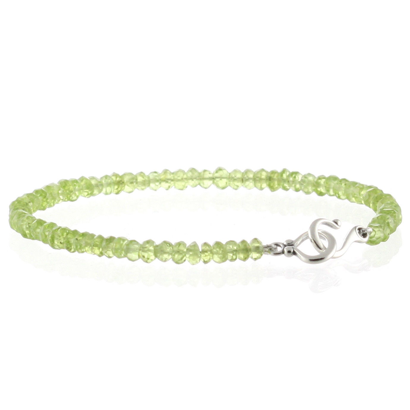925 Sterling Silber Hoop Armband/Genuine Rondelle Peridot 6" Bis 9" Lange von ymcjewelrycom