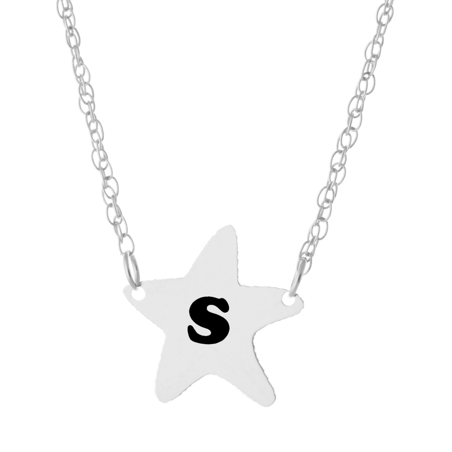 925 Sterling Silber Individuell Graviert 1 Initia Star Halskette - Eingefärbten Schmuck Feder Und Tinte-Schriftsteller-Star von ymcjewelrycom