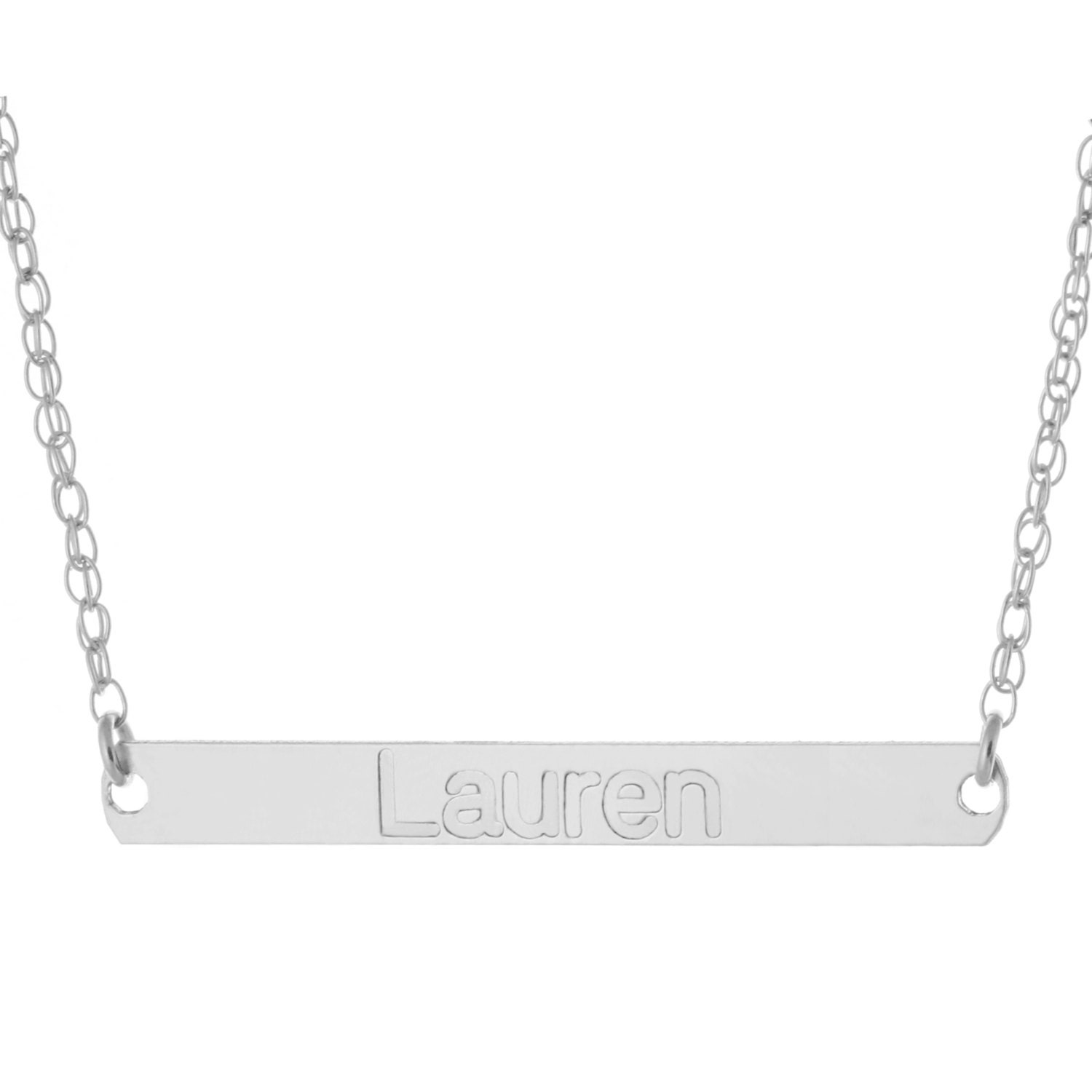 925 Sterling Silber Individuell Graviert Jeder Name 1.5" Long Medium Bar Anhänger von ymcjewelrycom