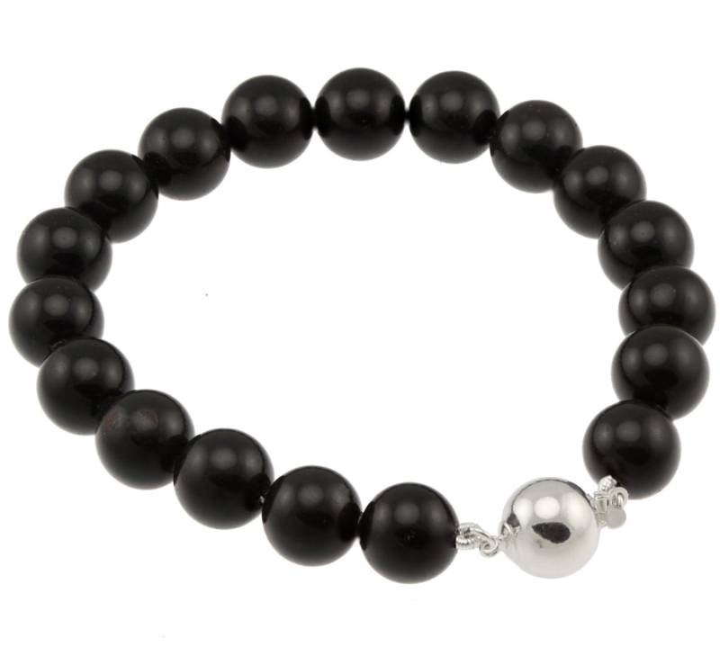 925 Sterling Silber Kugel-Verschluss Armband/Natural 10mm Rund Schwarz Obsidian 6" Bis 9" Lange von ymcjewelrycom