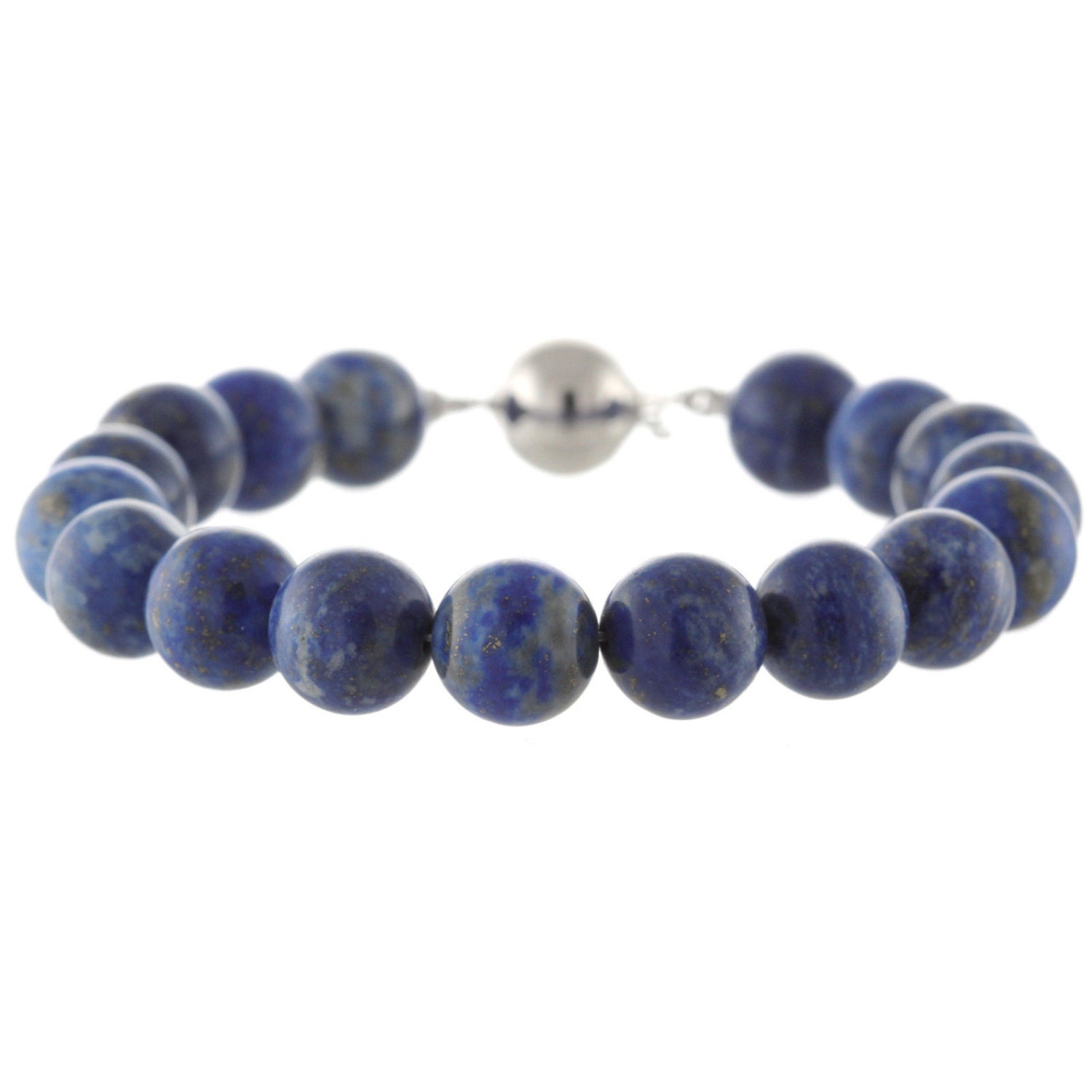 925 Sterling Silber Kugel-Verschluss Armband/Natural 10mm Runde Lapis Lazuli 6" Bis 9" Lange von ymcjewelrycom