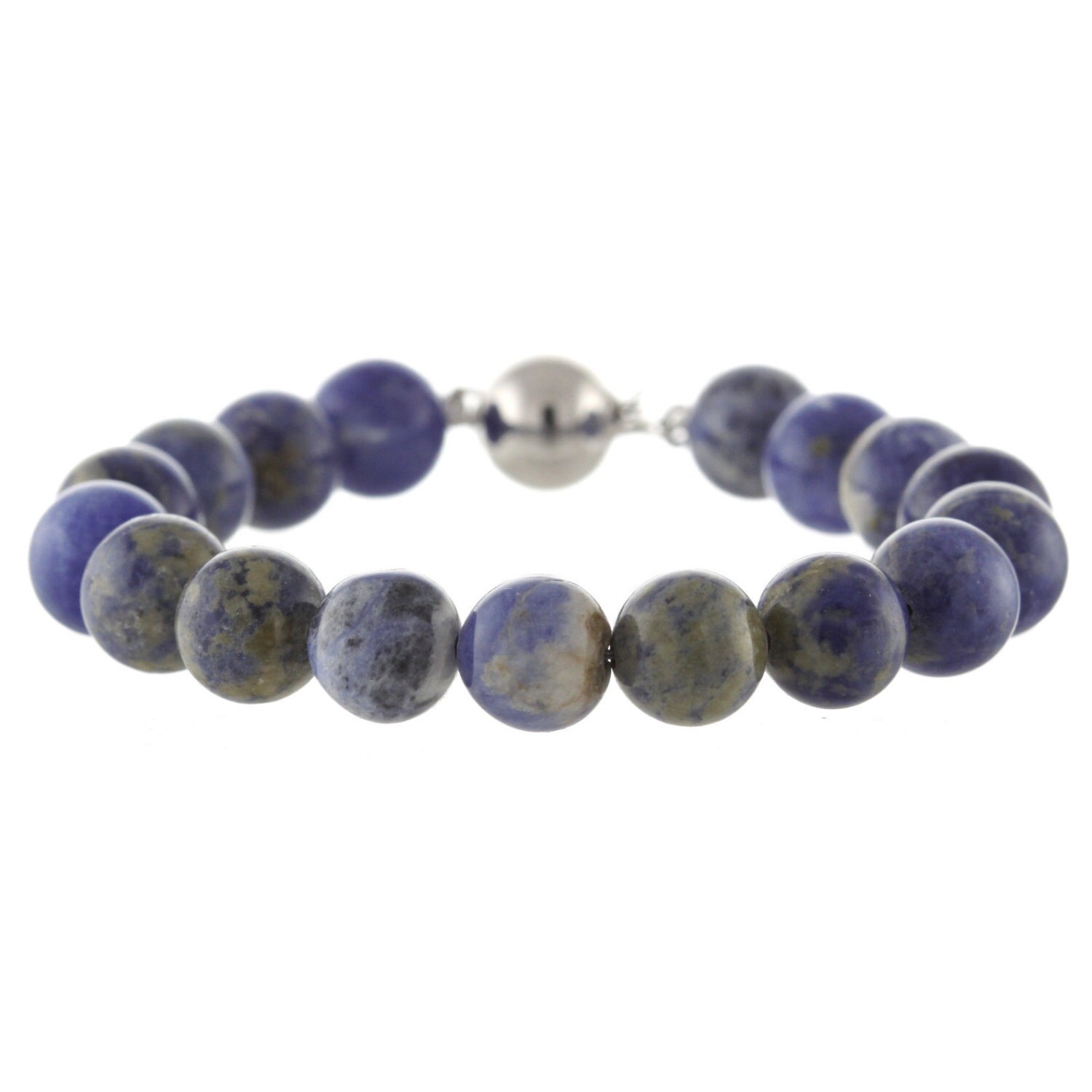 925 Sterling Silber Kugel-Verschluss Armband/Natural 10mm Runden Sodalith 6" Bis 9" Lange von ymcjewelrycom