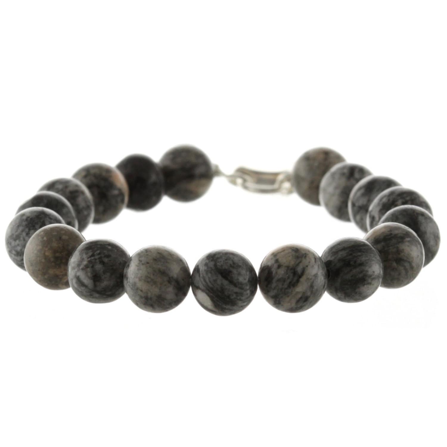 925 Sterling Silber Lock Verschluss Armband/Natürliche 10 Mm Spiderweb Jaspis 6" Bis 9" Lange von ymcjewelrycom