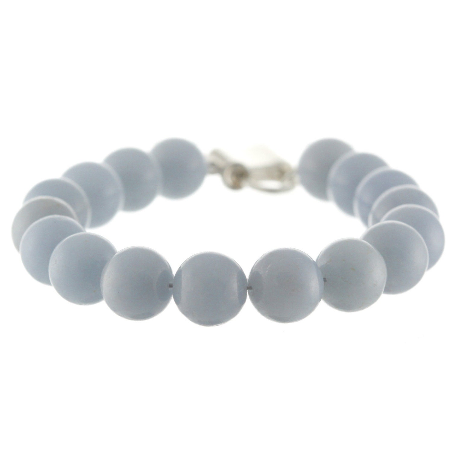 925 Sterling Silber Lock Verschluss Armband/Natural 10mm Angelite 6" Bis 9" Lange von ymcjewelrycom