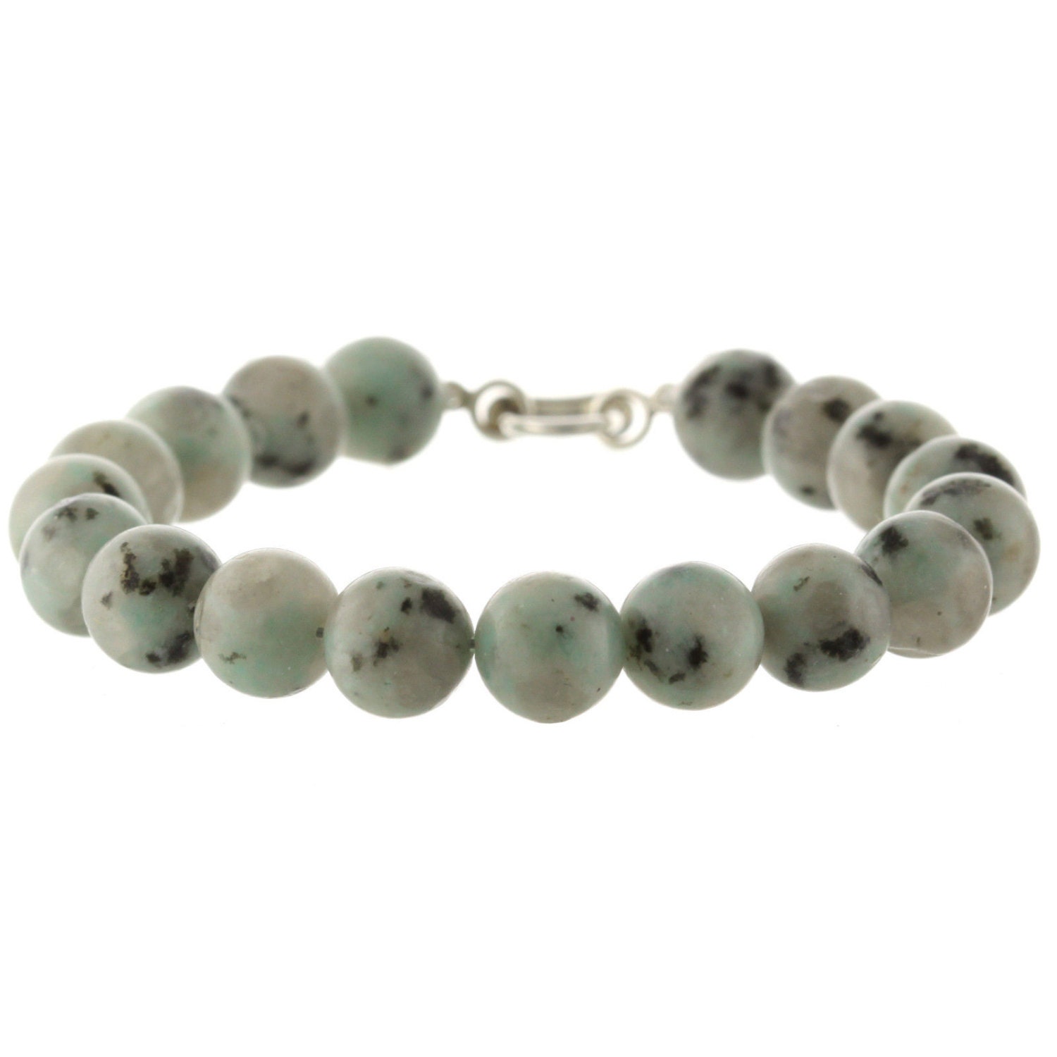 925 Sterling Silber Lock Verschluss Armband/Natural 10mm Sesame Jasper 6" Bis 9" Lange von ymcjewelrycom