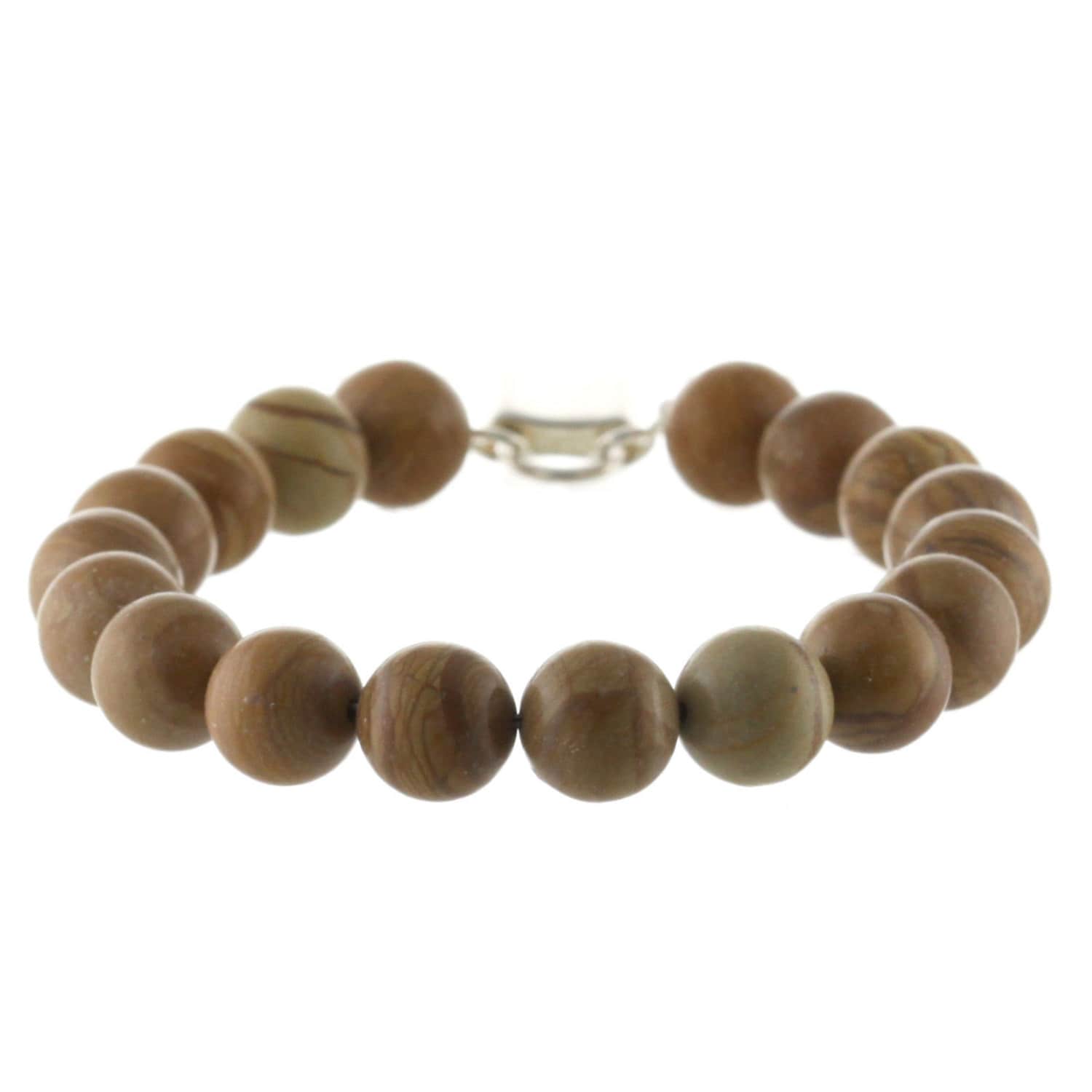 925 Sterling Silber Lock Verschluss Armband/Natural 10mm Tigerskin Jasper 6" Bis 9" Lange von ymcjewelrycom