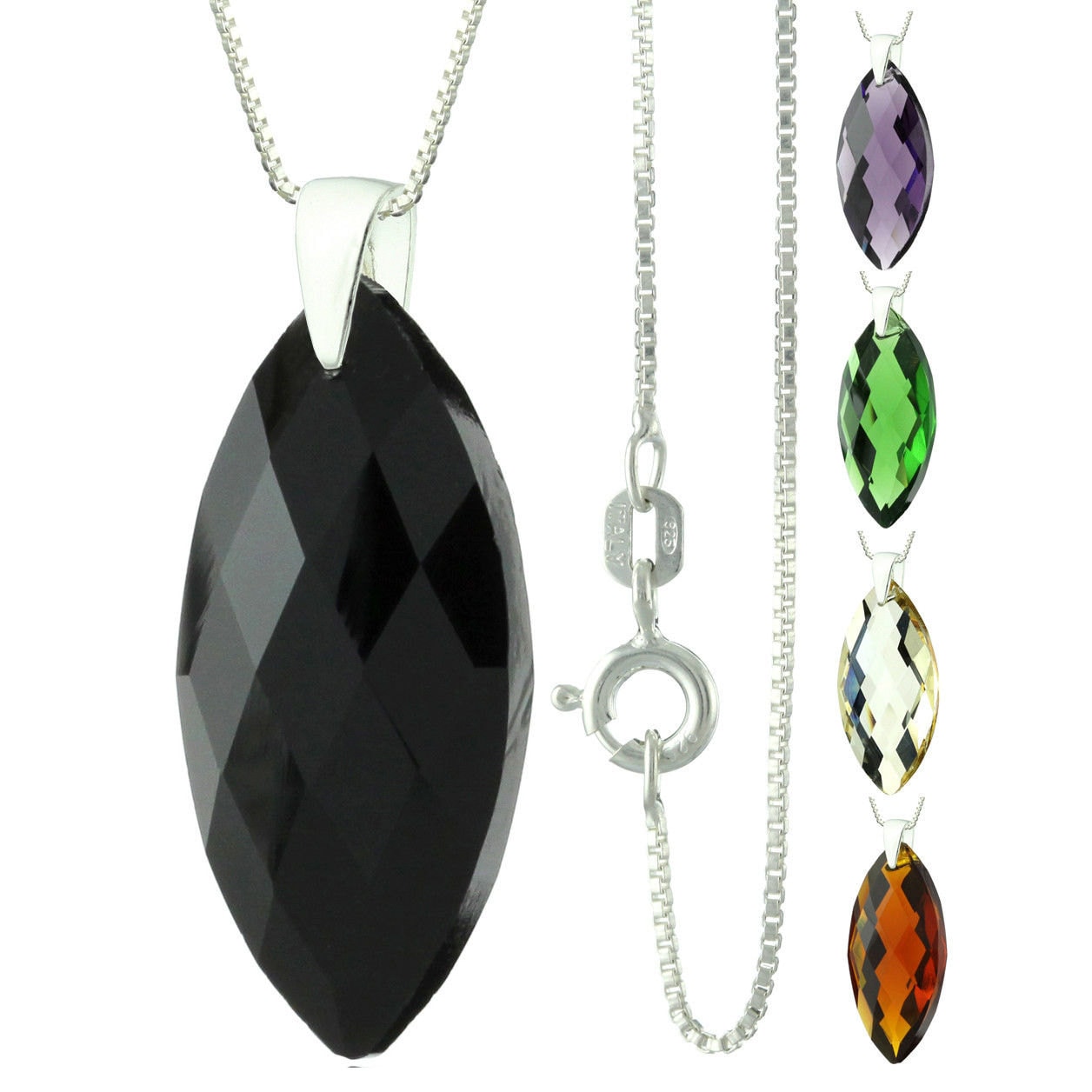 925 Sterling Silber Marquise Facettierten Swarovski Kristall Anhänger Halskette von ymcjewelrycom