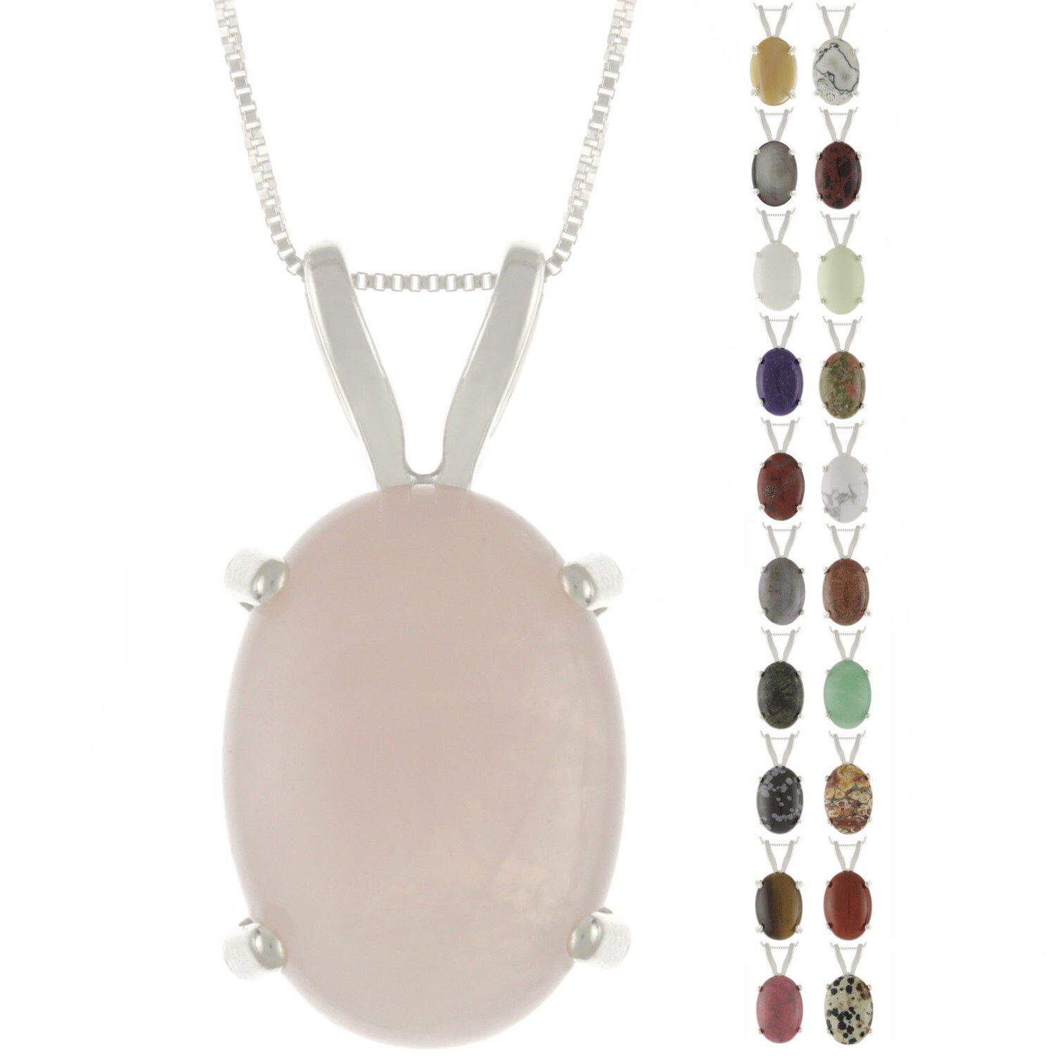 925 Sterling Silber Natürliche 18x13mm Oval Cabochon Edelsteine Anhänger Halskette von ymcjewelrycom