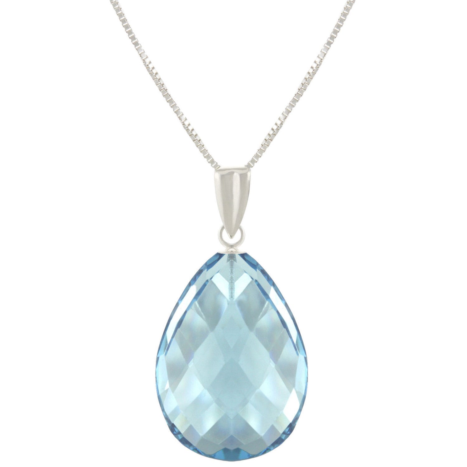 925 Sterling Silber Natürliche Aaa Facettierten Birne London Blau Quarz Anhänger Halskette von ymcjewelrycom