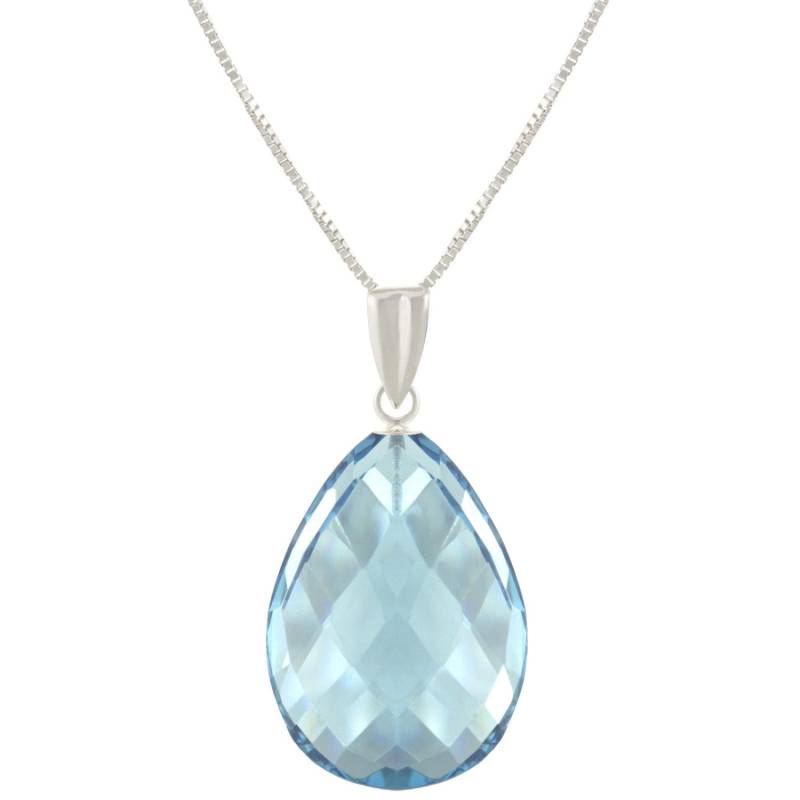 925 Sterling Silber Natürliche Aaa Facettierten Birne London Blau Quarz Anhänger Halskette von ymcjewelrycom