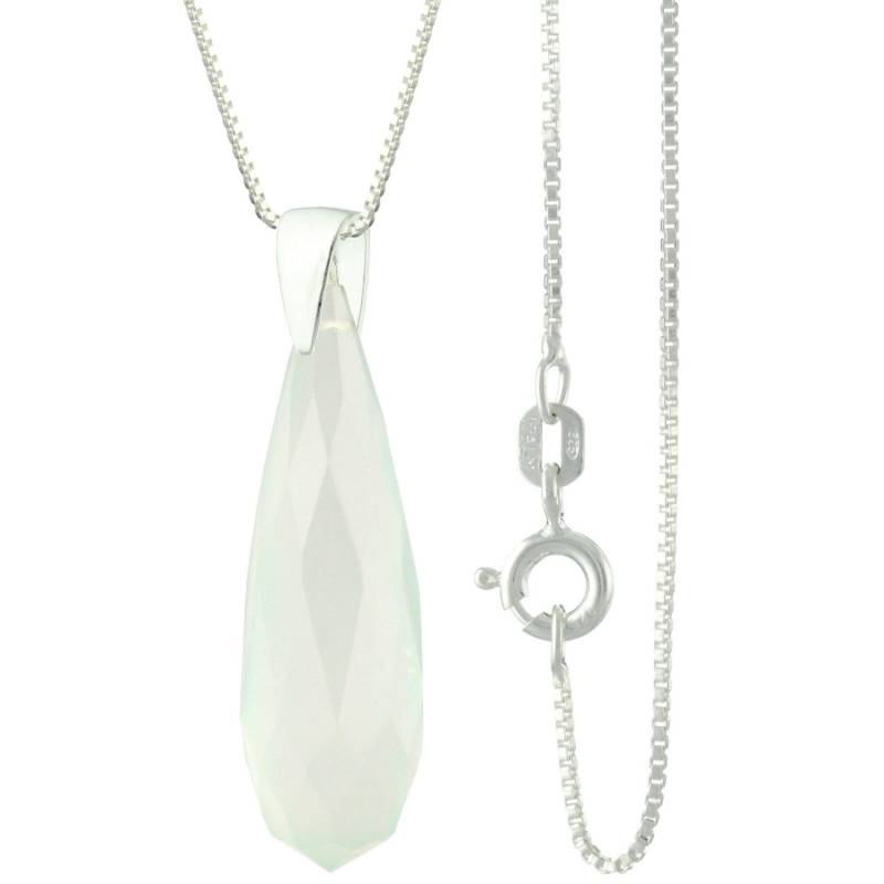 925 Sterling Silber Natürliche Briolette Lange Teardrop Chalcedon Anhänger Halskette 925 Sterling Silber Natürliche Briolette Lange Teardrop Chalcedon Anhänger Halskette von ymcjewelrycom