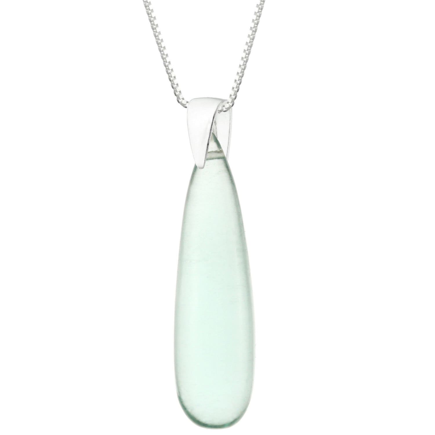 925 Sterling Silber Natürlichen Glatten Teardrop Grünen Aquamarin Quarz Anhänger Halskette von ymcjewelrycom