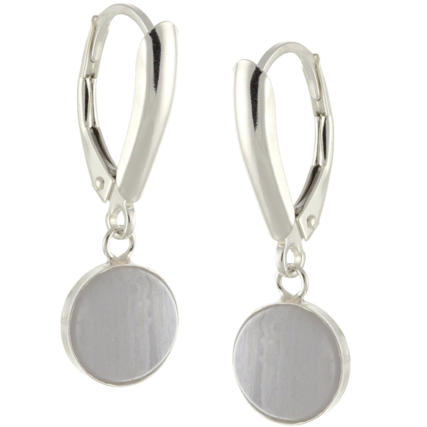 925 Sterling Silber Natur 8mm Cabochon Edelsteine Kesselfassung Leverback Ohrhänger von ymcjewelrycom