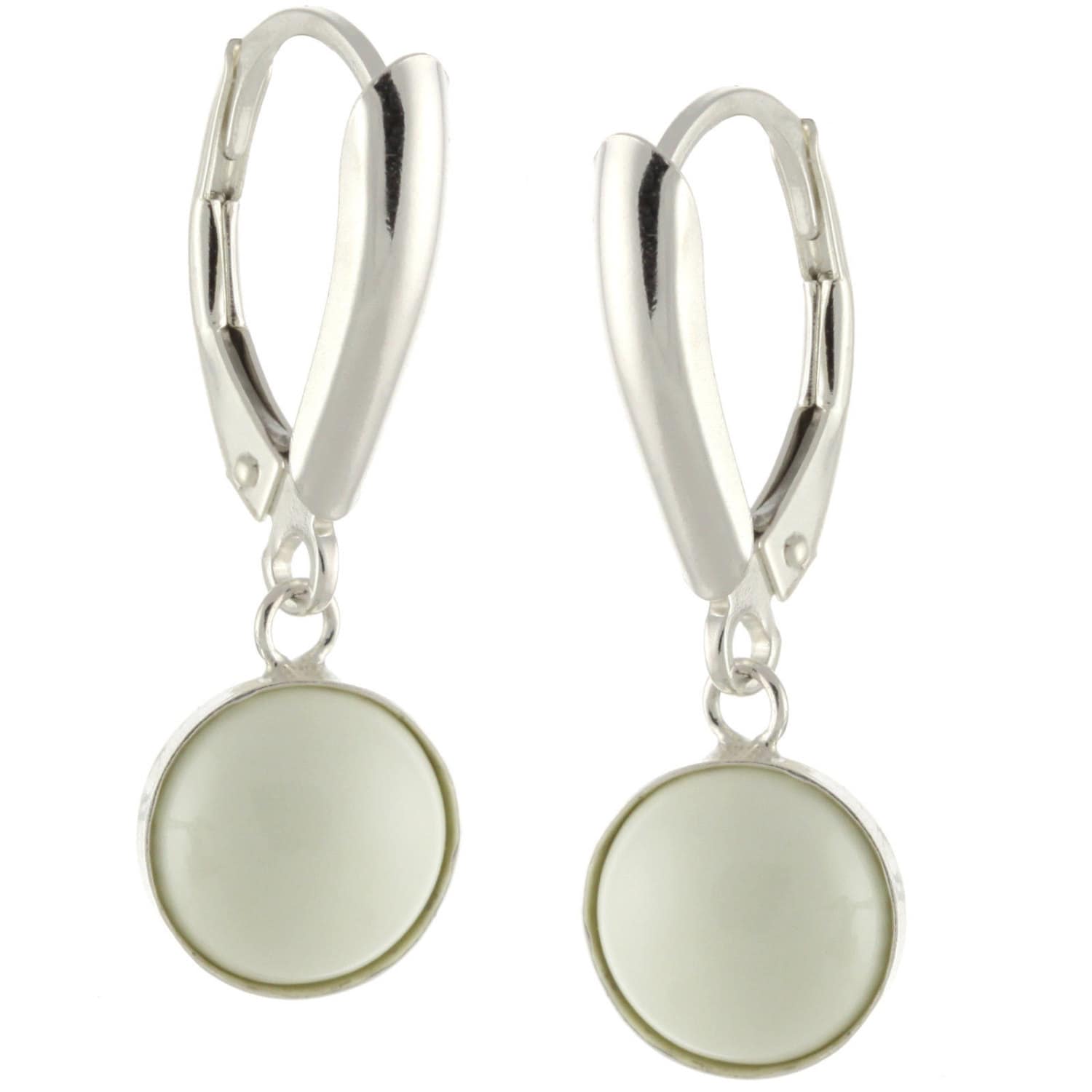 925 Sterling Silber Natur 8mm Cabochon Edelsteine Kesselfassung Leverback Ohrhänger von ymcjewelrycom