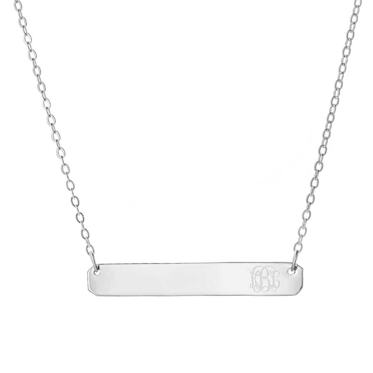 925 Sterling Silber Personalisierte Gravierte Monogra Namen Bar Halskette - Monogram Typenschild von ymcjewelrycom