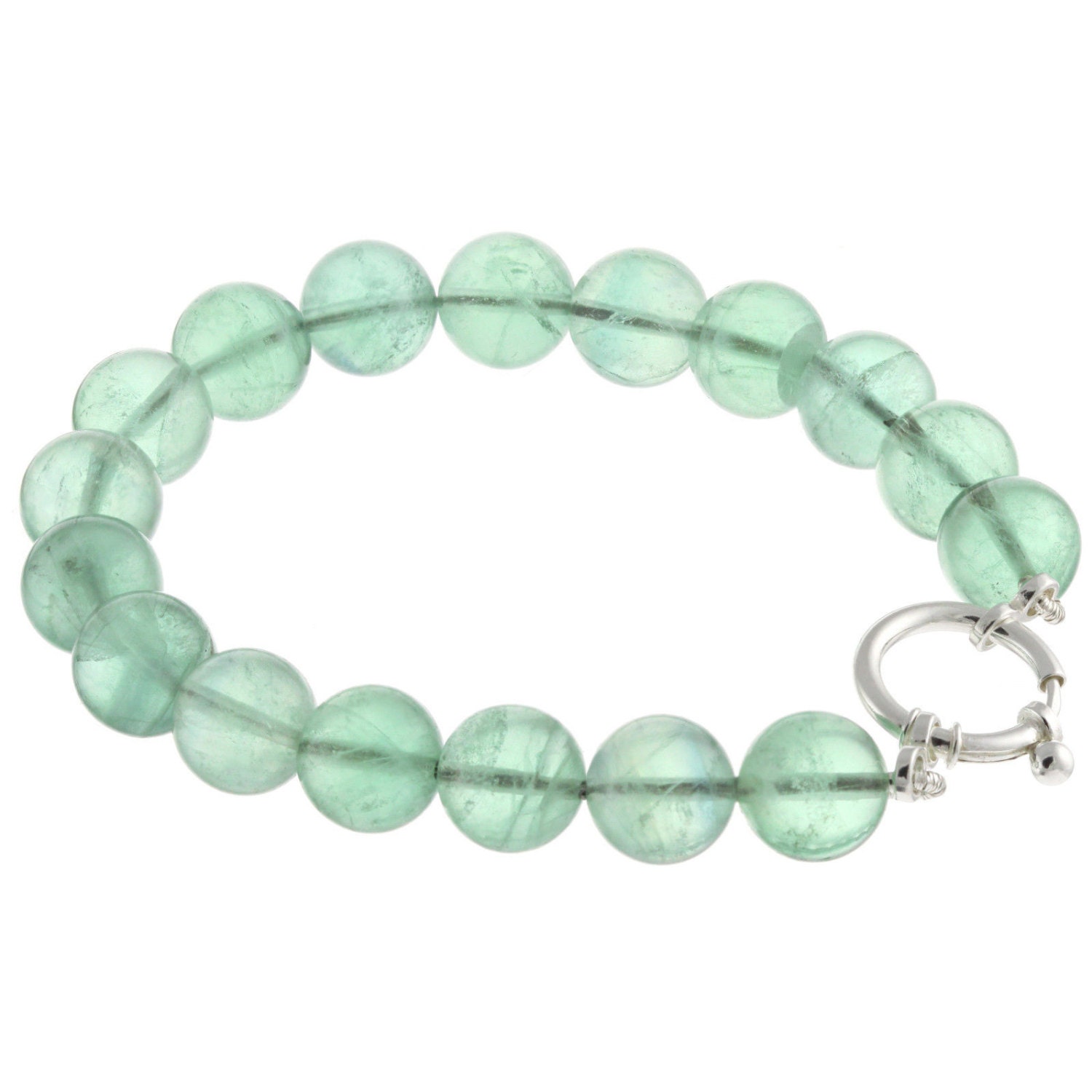 925 Sterling Silber Spring Ring Verschluss Armband/Natural Fluorit, 10 Mm Grün 6" Bis 9" Lange von ymcjewelrycom