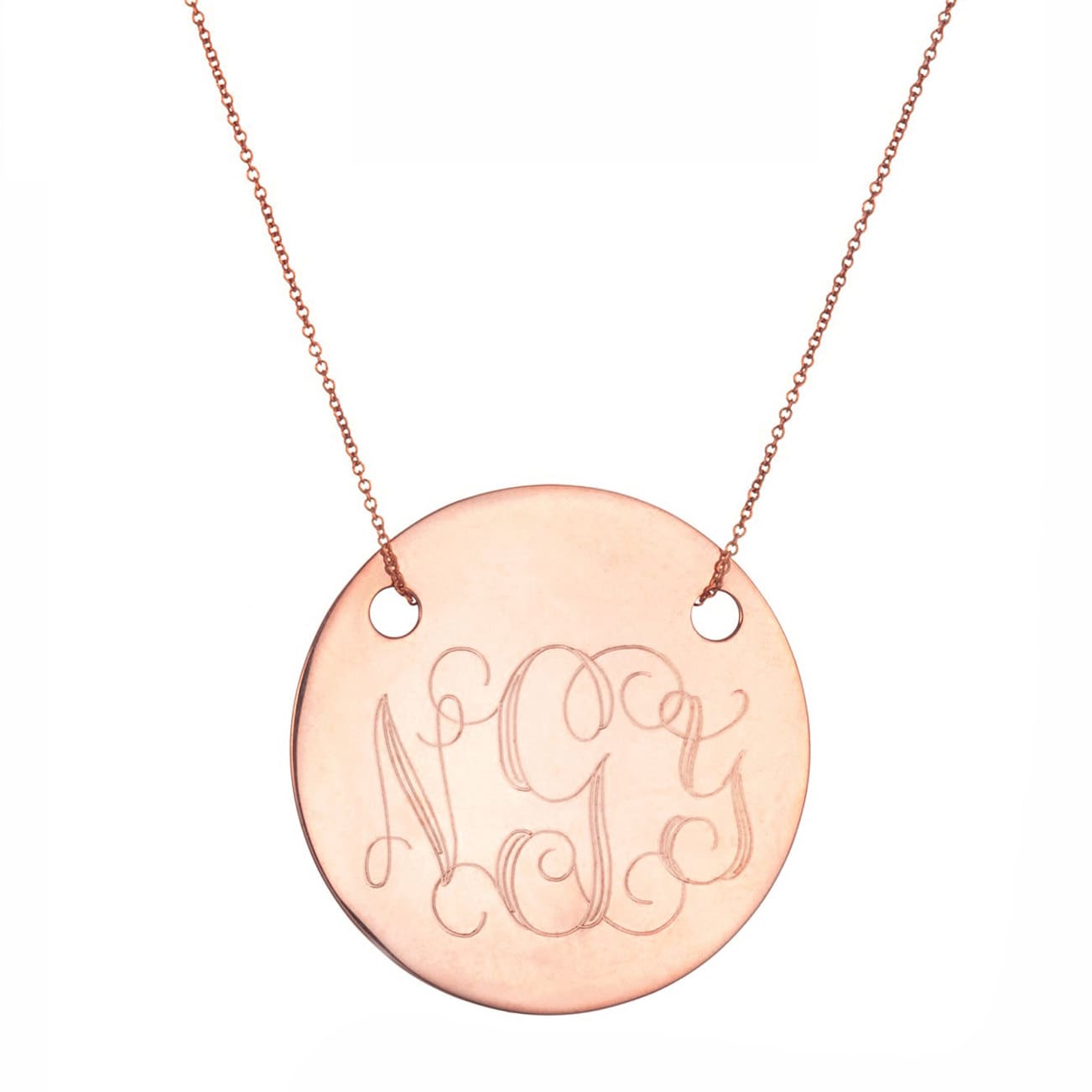 Benutzerdefinierte Erfüllen 3 Initialen Runde Monogram Halskette in 14K Rose Gold Über 925 Sterling Silber - Gravur-Halskette von ymcjewelrycom