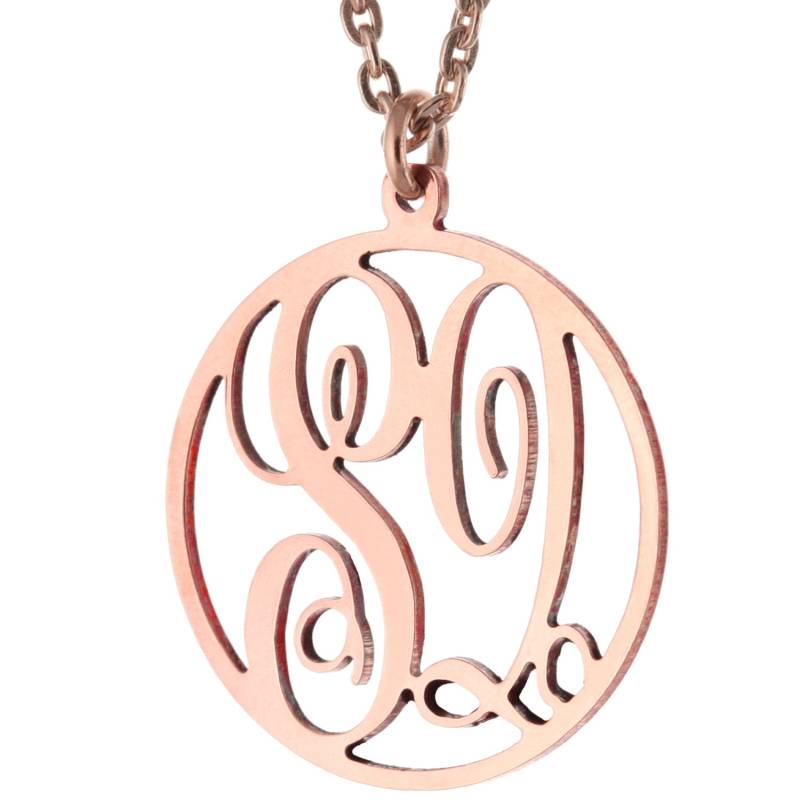 Benutzerdefinierte Gemacht 2 Initialen Monogramm Muster Kreis Halskette in 14K Rose Gold Plattiert 925 Sterlingsilber - Monogram Typenschild Benutzerdefinierte Gemacht 2 Initialen Monogramm Muster Kreis Halskette in 14K Rose Gold Plattiert 925 Sterlingsilber - Monogram Typenschild von ymcjewelrycom