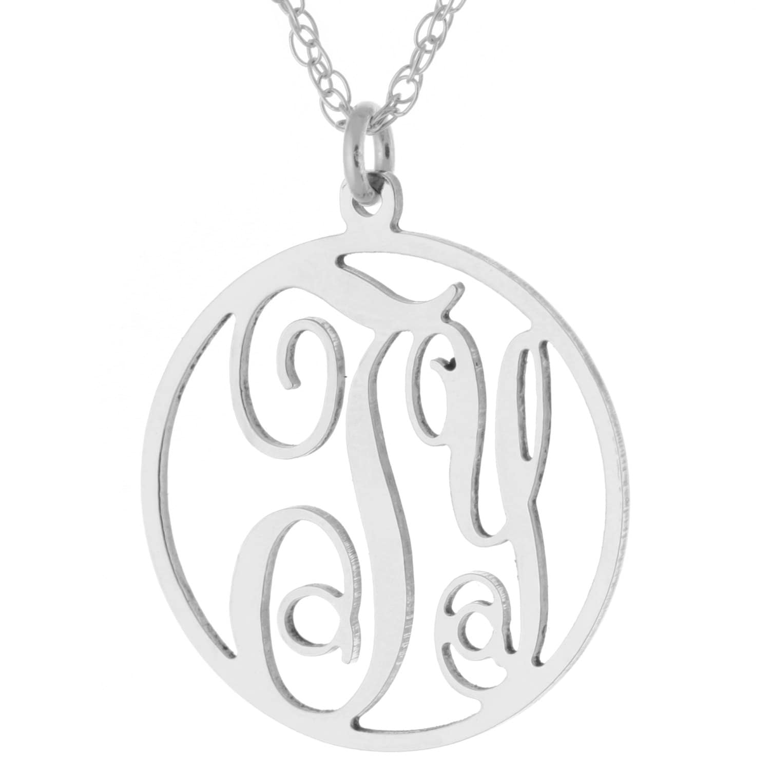 Benutzerdefinierte Gemacht 2 Initialen Monogramm Muster Kreis Halskette in 925 Sterling Silber - Typenschild von ymcjewelrycom