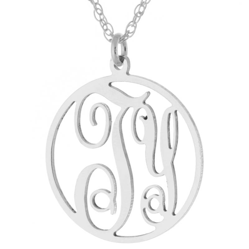 Benutzerdefinierte Gemacht 2 Initialen Monogramm Muster Kreis Halskette in 925 Sterling Silber - Typenschild Benutzerdefinierte Gemacht 2 Initialen Monogramm Muster Kreis Halskette in 925 Sterling Silber - Typenschild von ymcjewelrycom