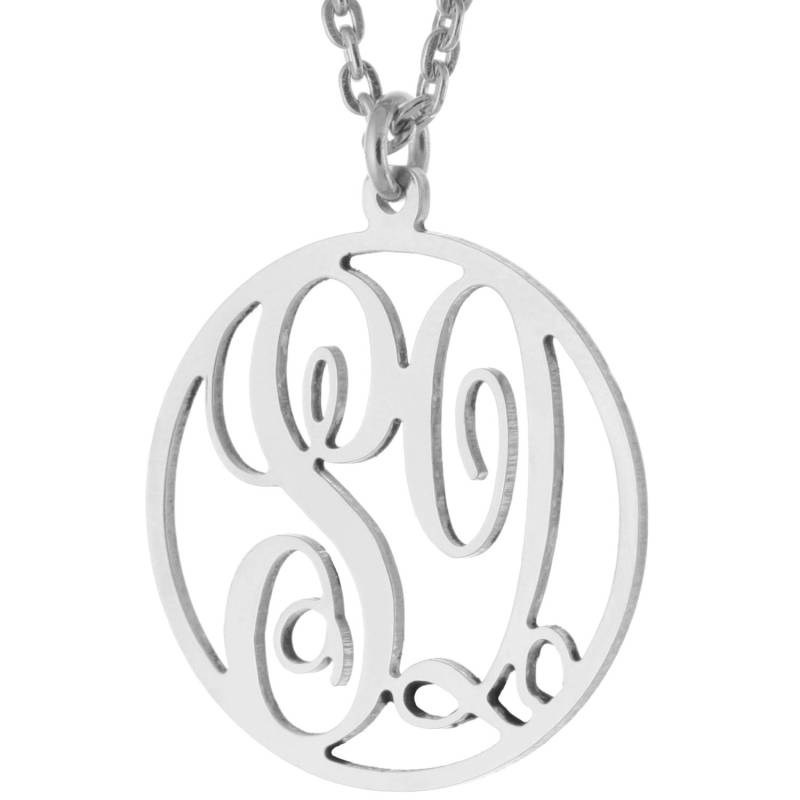 Benutzerdefinierte Gemacht 2 Initialen Monogramm Muster Kreis Halskette in 925 Sterling Silber Benutzerdefinierte Gemacht 2 Initialen Monogramm Muster Kreis Halskette in 925 Sterling Silber von ymcjewelrycom