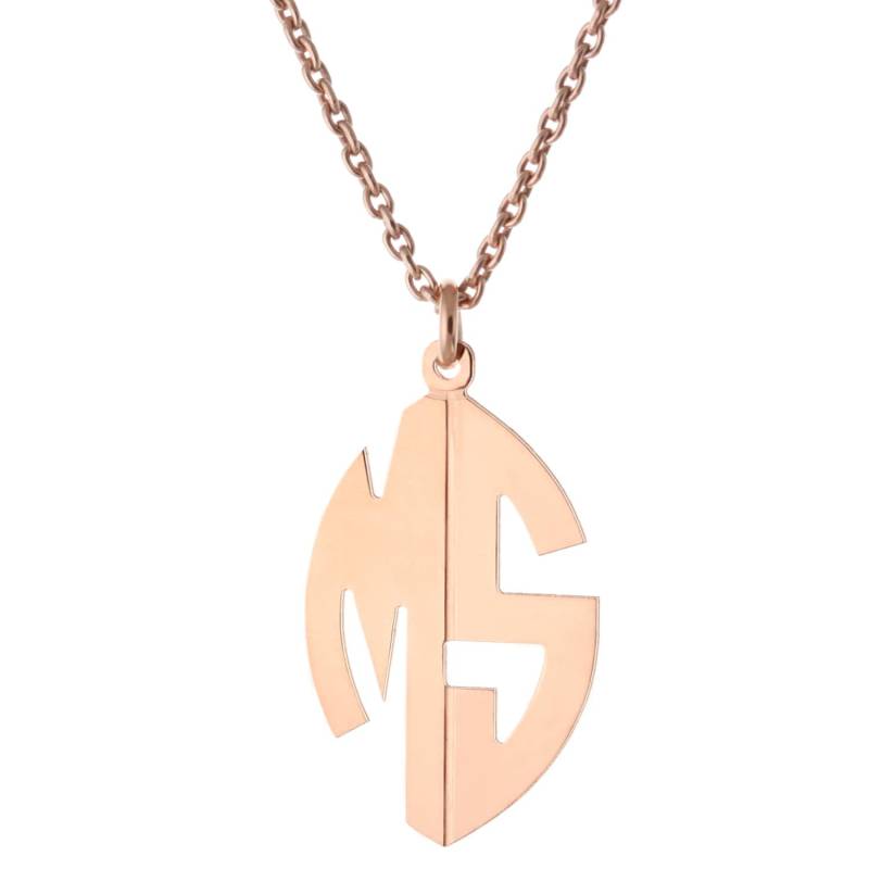Benutzerdefinierte Gemacht 2 Initialen Oval Monogram Halskette in 14K Rose Gold Plattierte 925 Sterling Silber - Monogramm Collier Typenschild Benutzerdefinierte Gemacht 2 Initialen Oval Monogram Halskette in 14K Rose Gold Plattierte 925 Sterling Silber - Monogramm Collier Typenschild von ymcjewelrycom