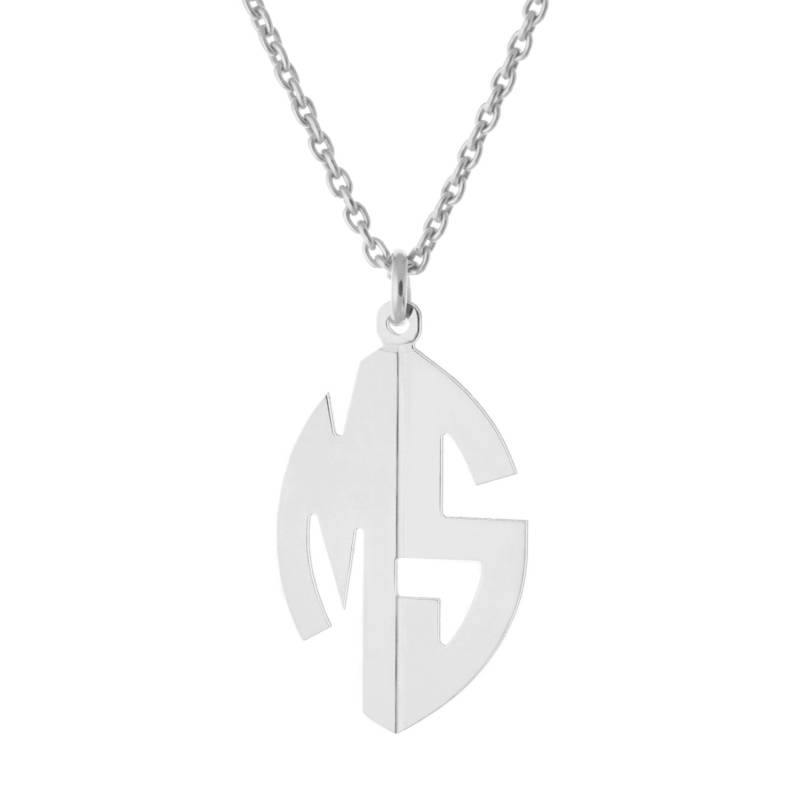 Eigenbau 2 Initialen Oval Monogram Halskette in 925 Sterling Silber - Typenschild Eigenbau 2 Initialen Oval Monogram Halskette in 925 Sterling Silber - Typenschild von ymcjewelrycom