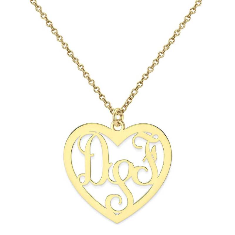 Eigenbau 3 Initialen Monogram Herz Kette in 14K Gold Mehr Als 925 Sterling Silber - Halskette Typenschild Collier Gelb Eigenbau 3 Initialen Monogram Herz Kette in 14K Gold Mehr Als 925 Sterling Silber - Halskette Typenschild Collier Gelb von ymcjewelrycom