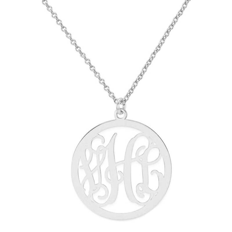 Eigenbau 3 Initialen Monogram Kreis Halskette in 925 Sterling Silber - Typenschild Eigenbau 3 Initialen Monogram Kreis Halskette in 925 Sterling Silber - Typenschild von ymcjewelrycom