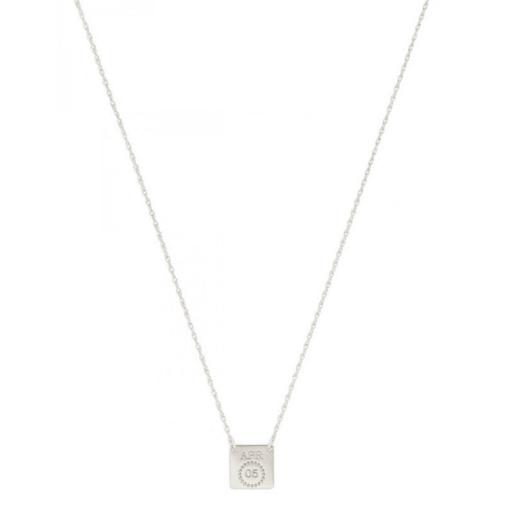 Eigenbau Datum Und Monat Kalender Anhänger Halskette in Weissgold Rhodium Über 925 Sterling Silber - Typenschild Gravur von ymcjewelrycom