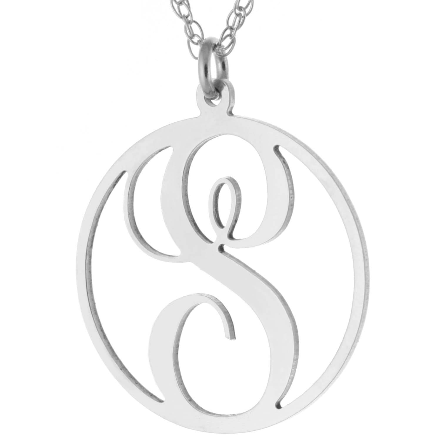 Ersten A-Z-Monogramm-Circle Anhänger Halskette in 925 Sterling Silber - Typenschild Weihnachts-Geschenk Personalisiert von ymcjewelrycom