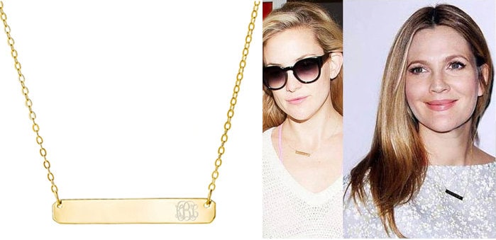 Gravur-Halskette, Gold Bar Collier, Typenschild, Kim Kardashian 3 Initialen Namen Personalisiert Custom Monogramm, Silber Celebrity Style von ymcjewelrycom