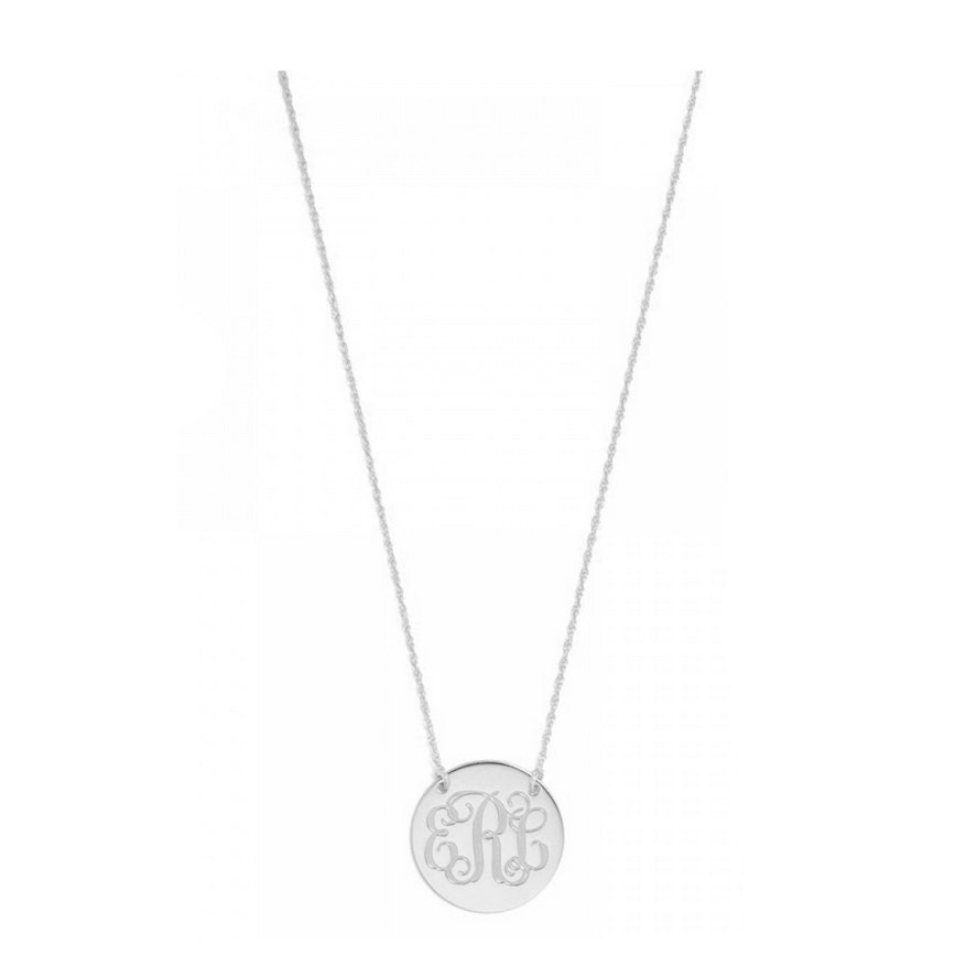 Maß 3 Initialen Runde Scheibe Monogrammhalskette in 925 Sterling Silber-Typenschild Halskette - Graviert von ymcjewelrycom