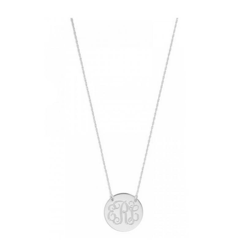 Maß 3 Initialen Runde Scheibe Monogrammhalskette in 925 Sterling Silber-Typenschild Halskette - Graviert Maß 3 Initialen Runde Scheibe Monogrammhalskette in 925 Sterling Silber-Typenschild Halskette - Graviert von ymcjewelrycom