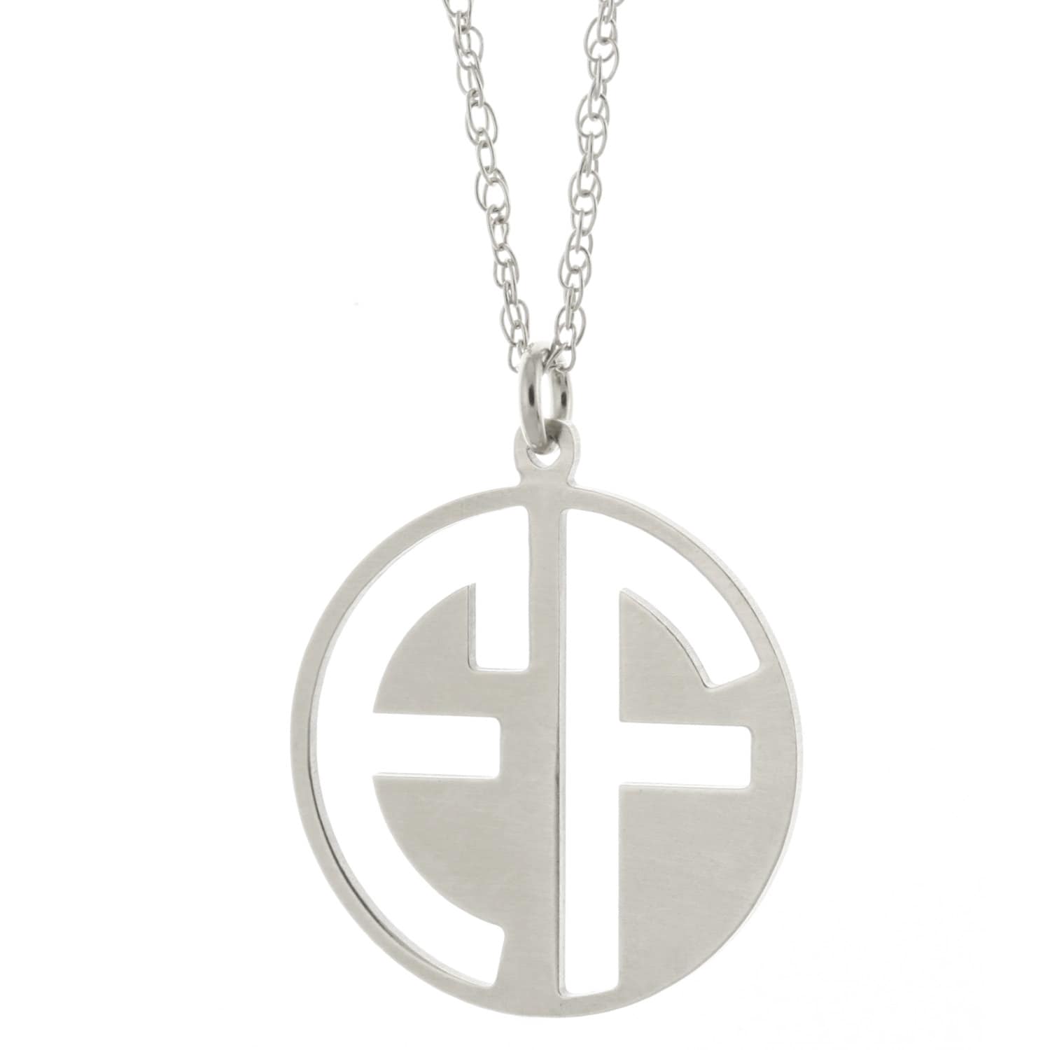 Maßgeschneiderte 2 Initialen Kreis Font Monogram Halskette in 925 Sterling Silber - Typenschild von ymcjewelrycom