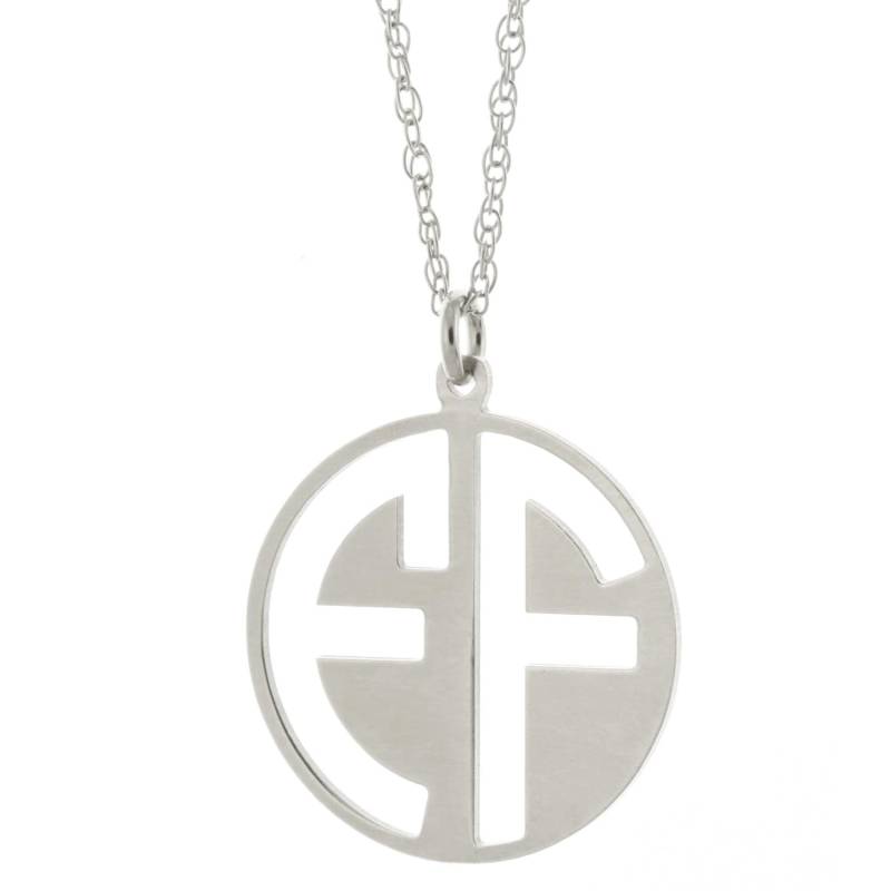 Maßgeschneiderte 2 Initialen Kreis Font Monogram Halskette in 925 Sterling Silber - Typenschild Maßgeschneiderte 2 Initialen Kreis Font Monogram Halskette in 925 Sterling Silber - Typenschild von ymcjewelrycom