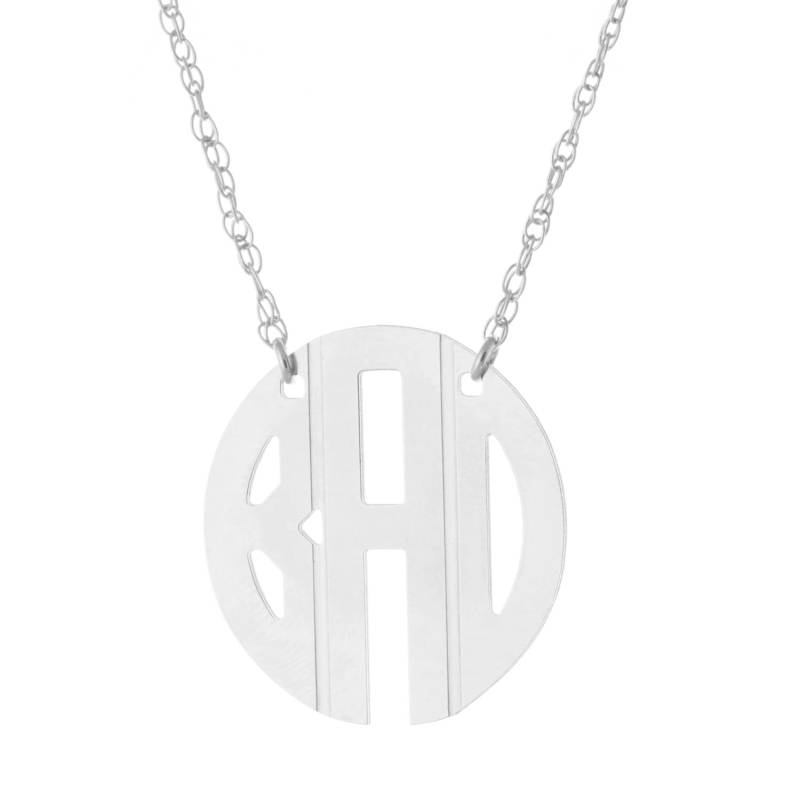 Maßgeschneiderte 3 Initialen Kreis Block Monogram Halskette in 925 Sterling Silber - Typenschild Maßgeschneiderte 3 Initialen Kreis Block Monogram Halskette in 925 Sterling Silber - Typenschild von ymcjewelrycom
