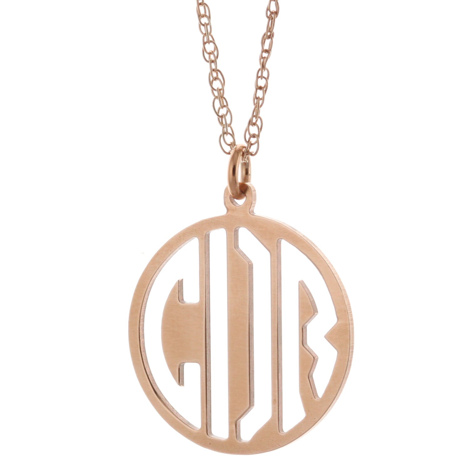 Maßgeschneiderte 3 Initialen Kreis Font Monogram Halskette in 925 Sterling Silber - Typenschild von ymcjewelrycom