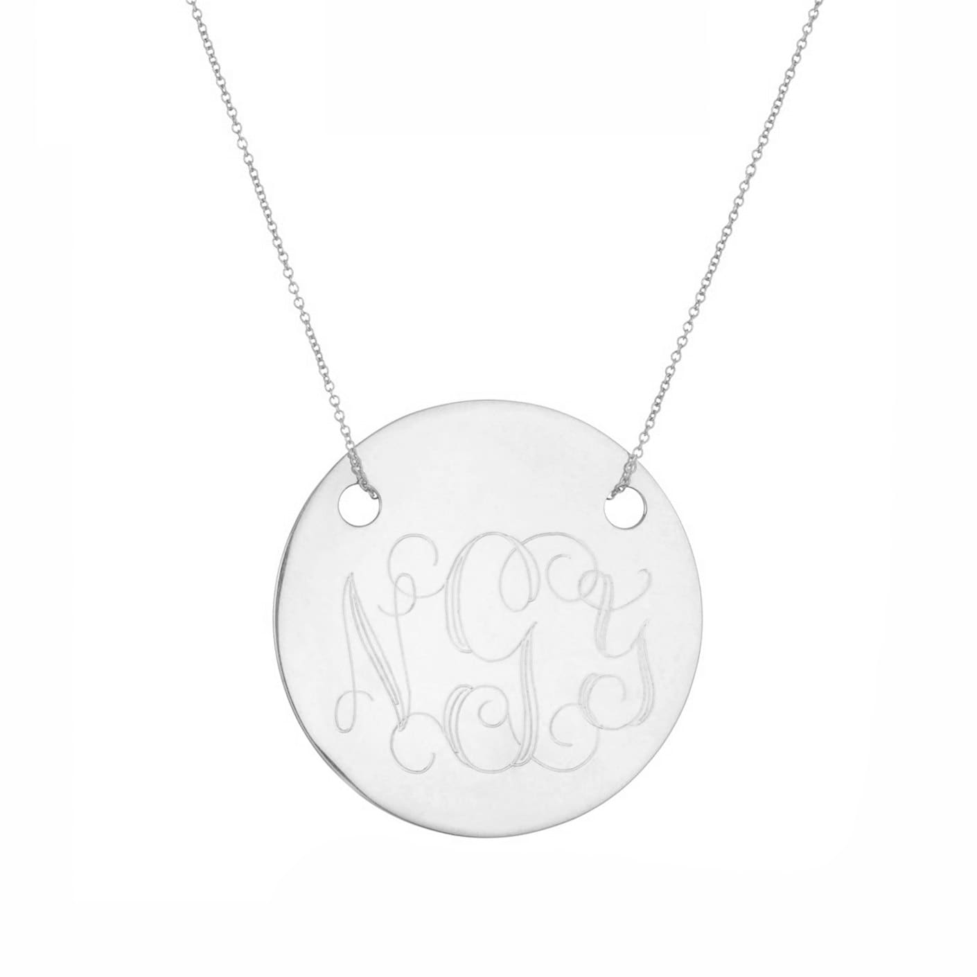 Maßgeschneiderte 3 Initialen Runde Monogram Halskette in 925 Sterling Silber - Typenschild Gravur von ymcjewelrycom