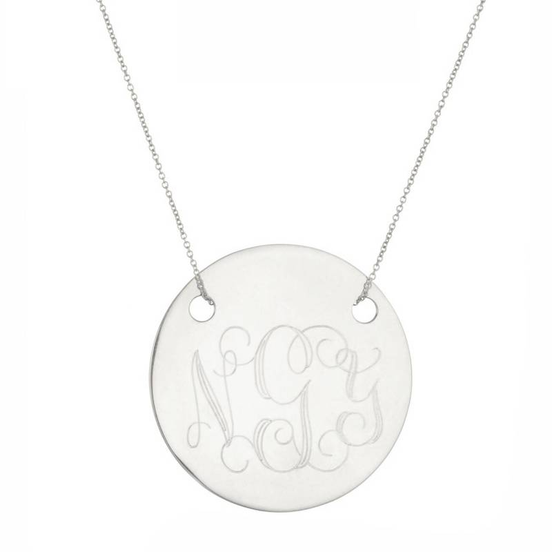 Maßgeschneiderte 3 Initialen Runde Monogram Halskette in Weissgold Rhodium Über 925 Sterling Silber-Typenschild - Gravur-Halskette von ymcjewelrycom