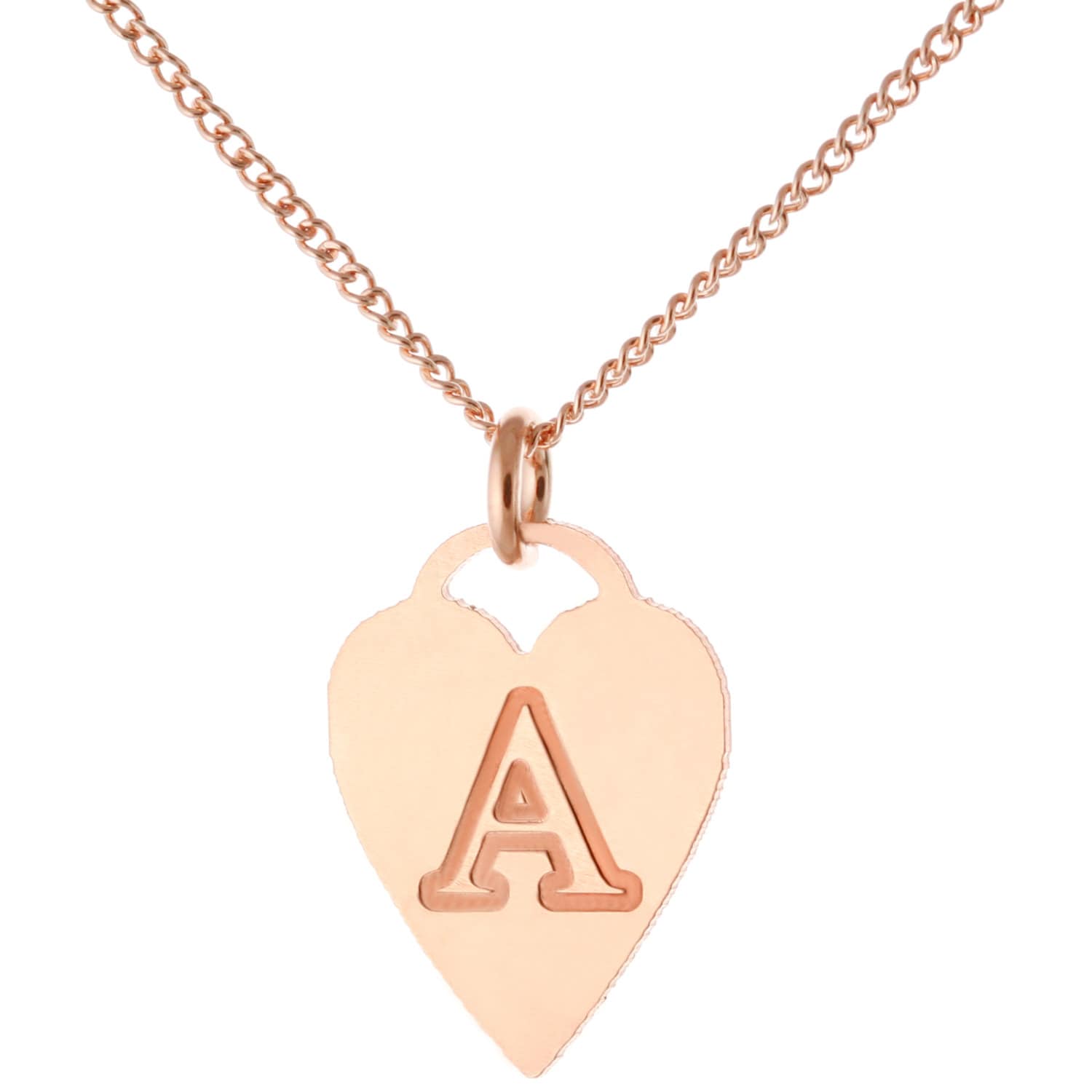 Maßgeschneiderte Gravierte 1 Erste Herz Anhänger Halskette in 14K Stieg Gold Über 925 Sterling Silber - Typenschild von ymcjewelrycom