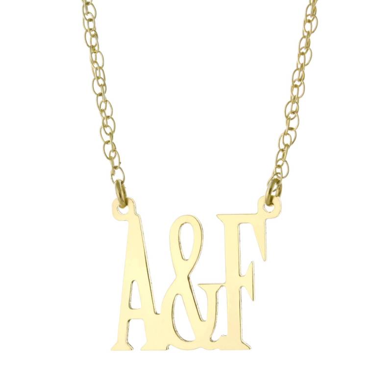 Paare Großbuchstaben 2 Erste Personalisierte Damen Kette in 14K Gelb Gold Plattierte 925 Sterling Silber - Typenschild Anfängliche Halskette von ymcjewelrycom