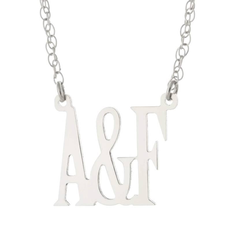 Paare Großbuchstaben 2 Initial Personalisierte Damen Halskette in 14 K Weissgold Bekleideten 925 Sterling Silber - Typenschild Erste von ymcjewelrycom