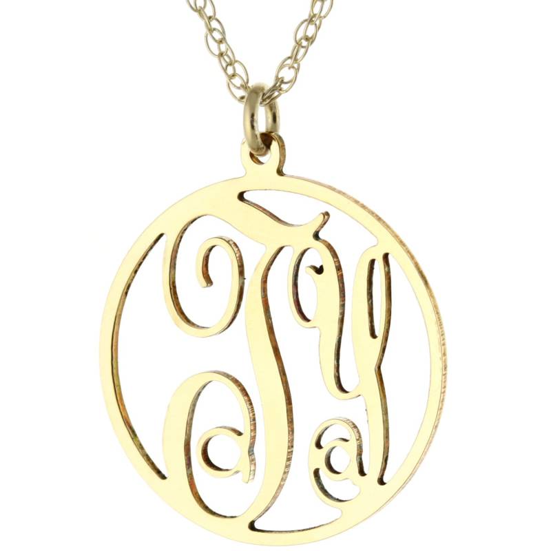 Personalisierte 2-Initial Monogramm Circle Anhänger Halskette in 14K Gelb Gold Plattierte 925 Sterling Silber - Typenschild Geschenke Personalisierte 2-Initial Monogramm Circle Anhänger Halskette in 14K Gelb Gold Plattierte 925 Sterling Silber - Typenschild Geschenke von ymcjewelrycom