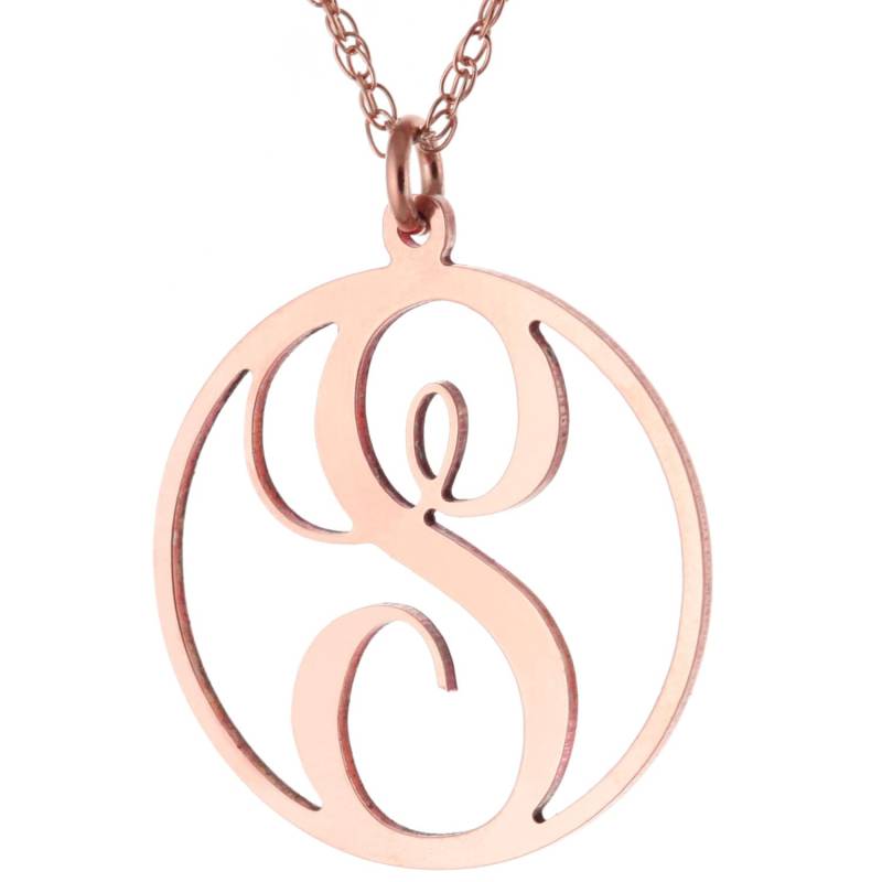 Personalisierte Ersten A-Z Monogramm Circle Anhänger Halskette in 14K Stieg Gold Plattierte 925 Sterling Silber - Monogram Typenschild Personalisierte Ersten A-Z Monogramm Circle Anhänger Halskette in 14K Stieg Gold Plattierte 925 Sterling Silber - Monogram Typenschild von ymcjewelrycom