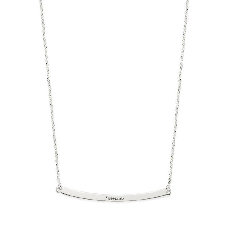 Rhodium-Weissgold Über 925 Sterling Silber Individuell Graviert Alle Namen 2" Bar Halskette - Typenschild Gravur Rhodium-Weissgold Über 925 Sterling Silber Individuell Graviert Alle Namen 2" Bar Halskette - Typenschild Gravur von ymcjewelrycom