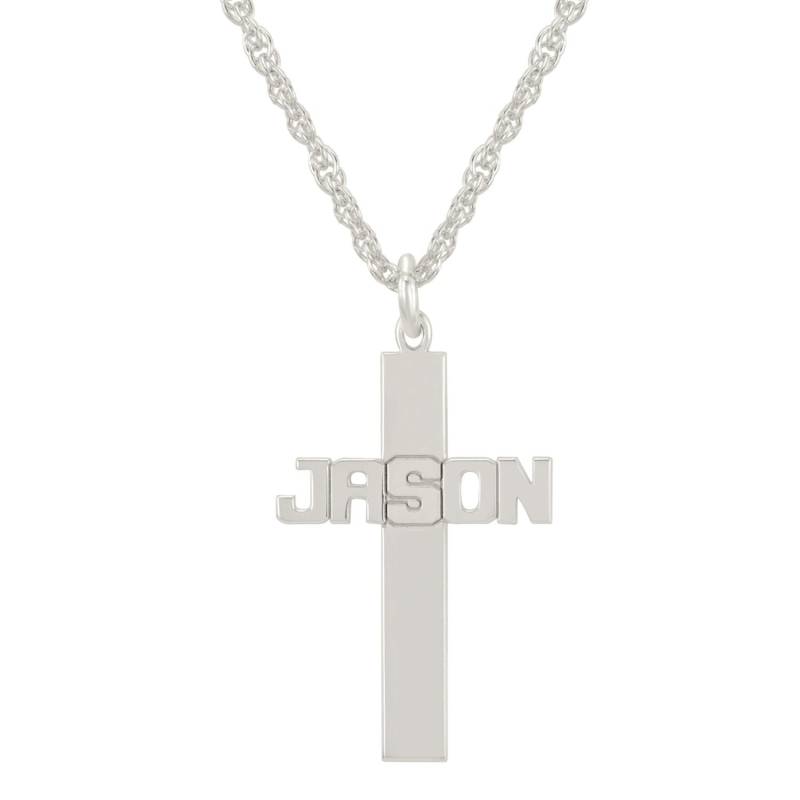 Rhodium-Weissgold Über 925 Sterling Silber-Maßgeschneiderte Personalisierte Einen Beliebigen Namen Kreuz Anhänger Halskette - Kette Monogramm Gravur Rhodium-Weissgold Über 925 Sterling Silber-Maßgeschneiderte Personalisierte Einen Beliebigen Namen Kreuz Anhänger Halskette - Kette Monogramm Gravur von ymcjewelrycom