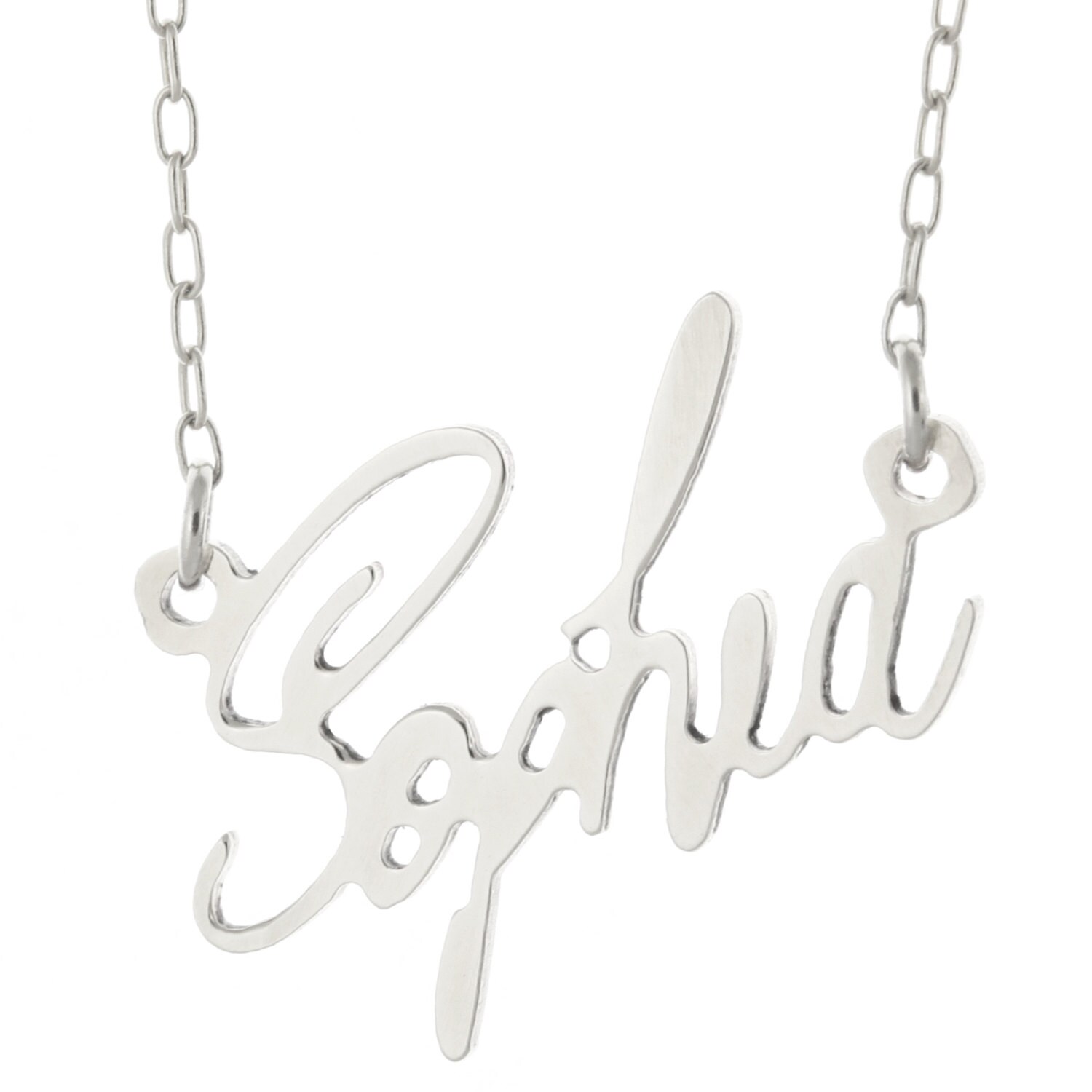 Skript Font 925 Sterlingsilber Personalisiert Jeder Name Plate Anhänger Halskette - Typenschild von ymcjewelrycom