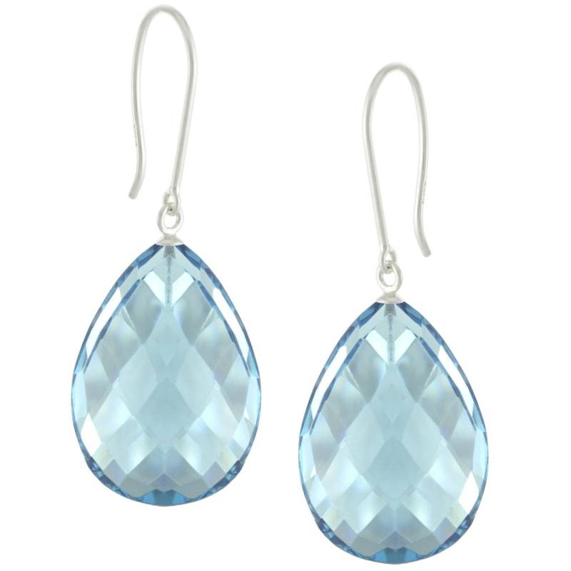 Solide Weissgold 14K/Gelbe Gold Natürliche Facettierten Birne London Blau Quarz Ohrhänger von ymcjewelrycom